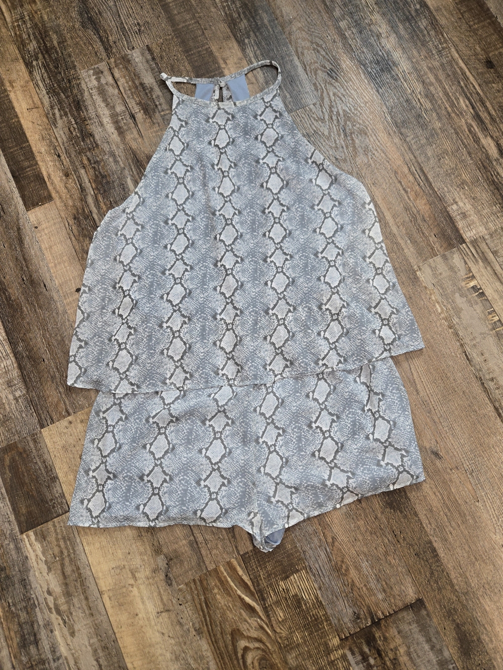 dee elle Gray Snake Print Halter Romper